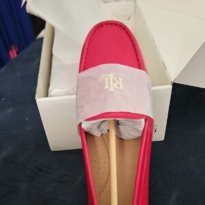 NWT Ralph Lauren Barnsbury Red Soft Nappa Flats Shoes Loafers